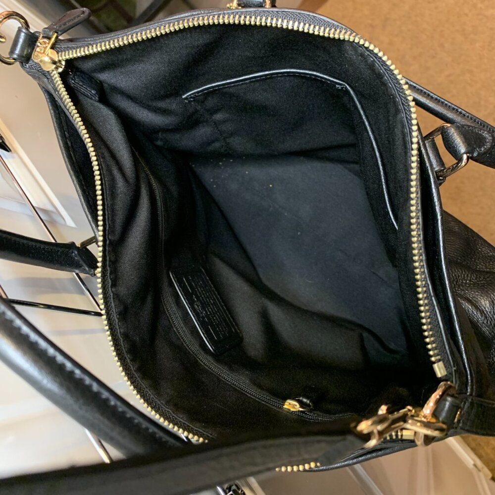 Coach Morgan Black Pebbled Leather Top Handle Satchel Bag Purse Retail $498.00 - Picture 6 of 12